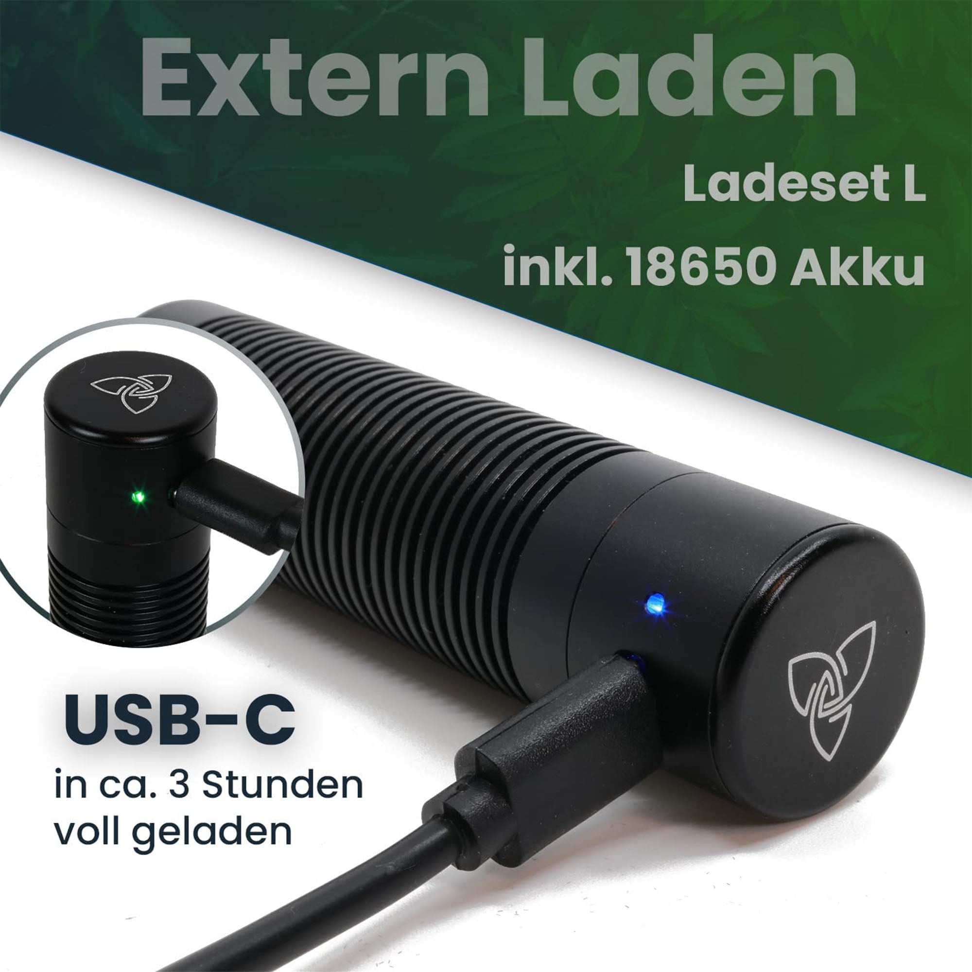USB-C Ladeset - Ladeadapter, 18650 Akku und Akkufach