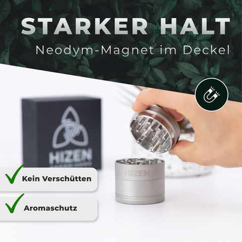 Edelstahl Grinder 4-teilig 50mm matt - HIZEN