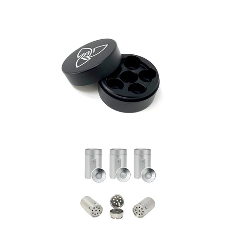 Dosier-Kapselmagazin Bundle - inkl. 3 Kapseln für Kräuter aus Edelstahl & 3 Kapseln für Wax / Öl - für Stilus Mini & Stilus Pro Konduktion - HIZEN
