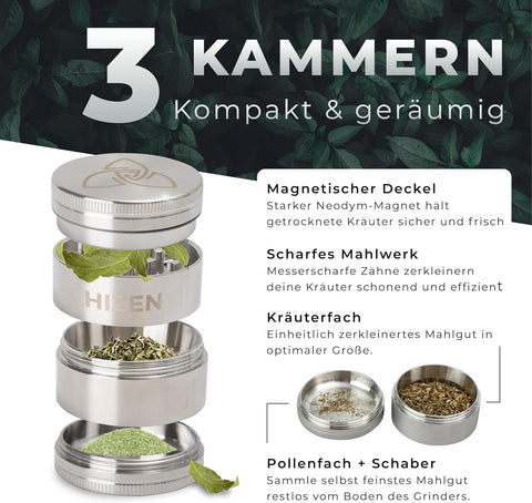 Edelstahl Grinder 4-teilig 5,0cm glänzend