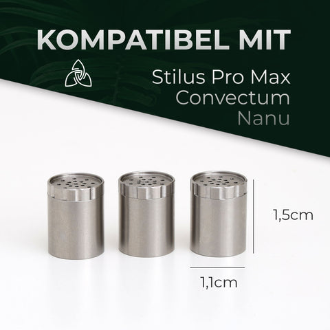 3er Set Kapseln aus Edelstahl - Kräuter Convectum, Nanu, Stilus Pro Max