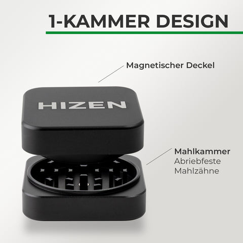 Grinder Alu viereckig - schwarz 6,6 cm