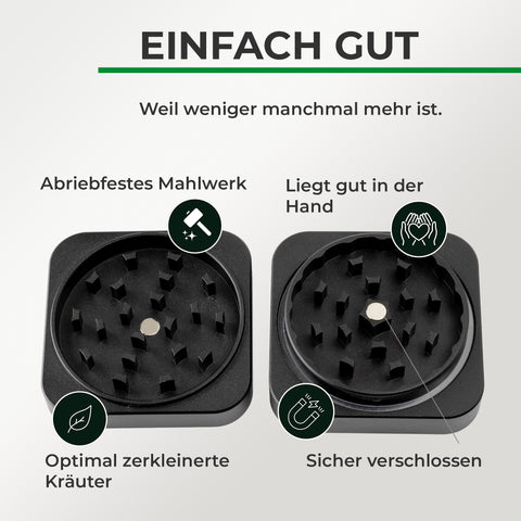 Grinder Alu viereckig - schwarz 6,6 cm