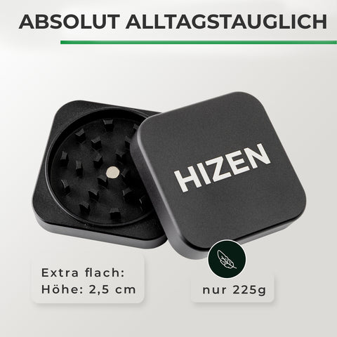 Grinder Alu viereckig - schwarz 6,6 cm