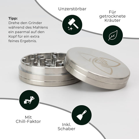 Edelstahl Grinder 2-teilig 6,3cm glänzend