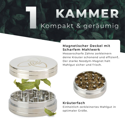 Edelstahl Grinder 2-teilig 6,3cm glänzend