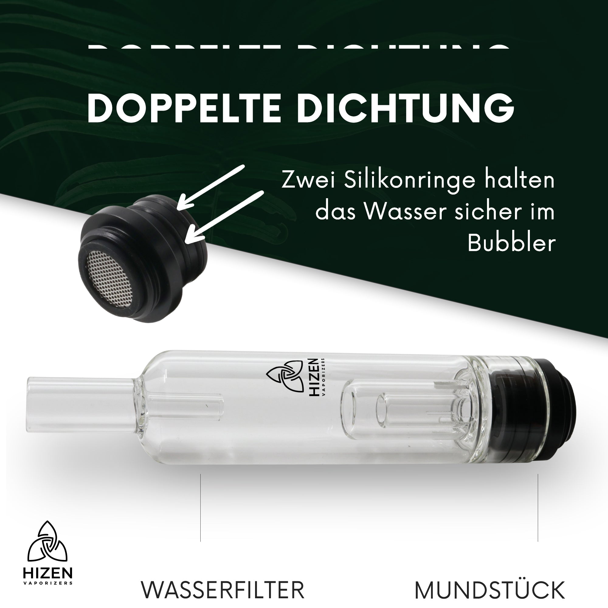 Bubbler Mundstück - Stilus Mini & Stilus Pro mit Doppeldichtung zusammengesetzt aus Wasserfilter und Mundstück.