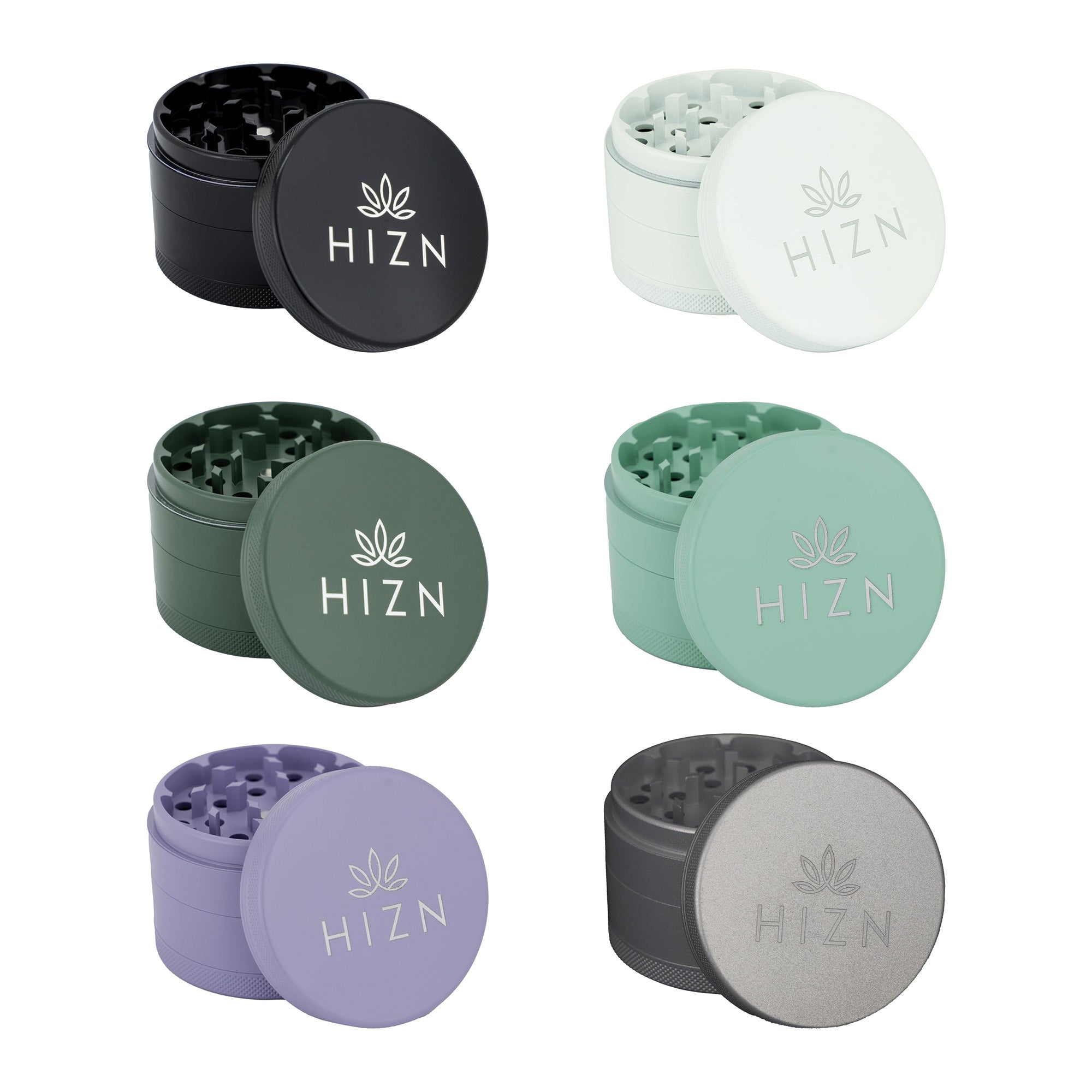 HIZEN Keramik Grinder 63mm Sammlung: Schwarz, Weiß, Grün, Mint, Lila, Grau