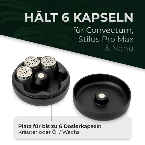 Dosier-Kapselmagazin Bundle -  inkl. 6 Kapseln für Kräuter aus Edelstahl - für Convectum, Nanu & Stilus Pro Max