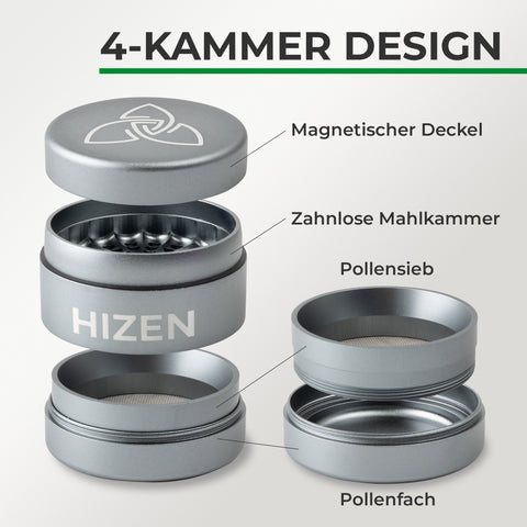 Aluminium grinder zonder tanden – zilver, 6,3 cm