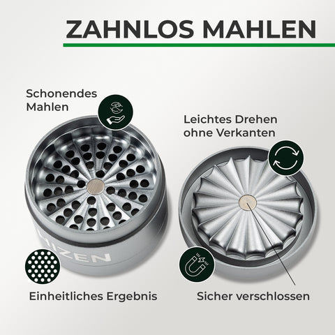 Aluminium grinder zonder tanden – zilver, 6,3 cm