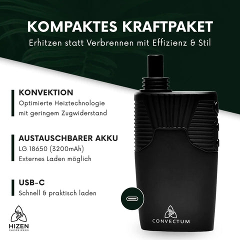 HIZEN Convectum 2.0 kompaktes Kraftpaket mit Konvektion, austauschbarer Akku und USB-C